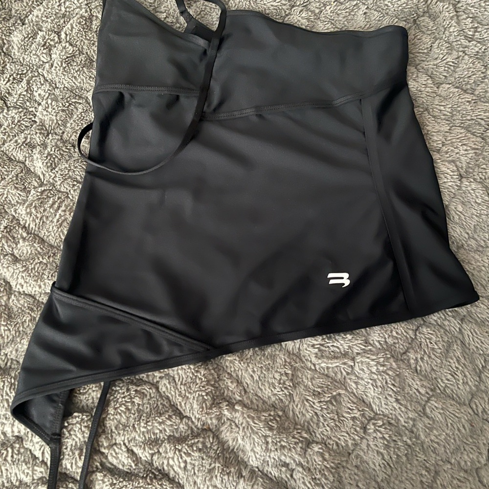 Balenciaga Asymmetrical Strap Top in Black with Logo Detail